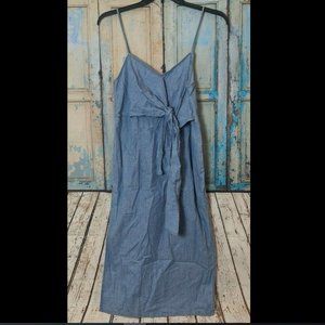 Topshop Womens 8 Tie Denim Midi Dress Blue